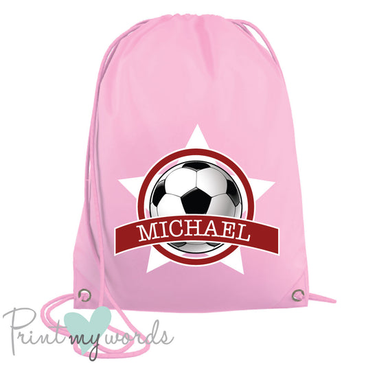 Children's Personalised Football P.E. Drawstring Bag