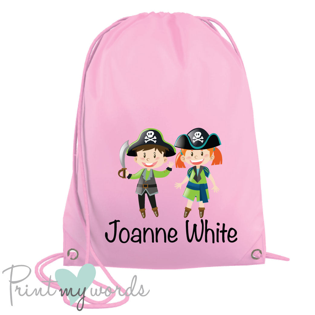 Children's Personalised Pirate P.E. Drawstring Bag
