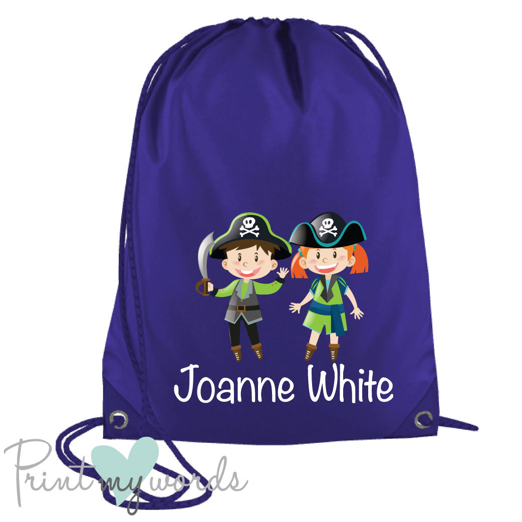 Children's Personalised Pirate P.E. Drawstring Bag