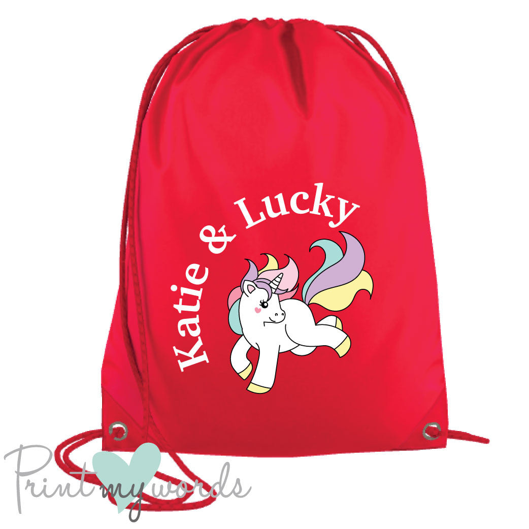 Personalised Unicorn Equestrian Drawstring Bag