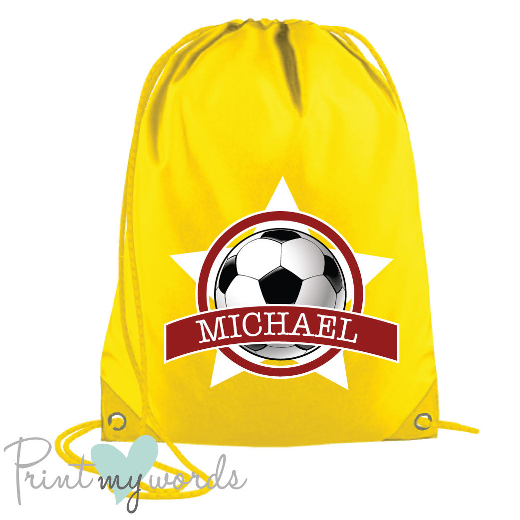 Children's Personalised Football P.E. Drawstring Bag