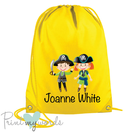 Children's Personalised Pirate P.E. Drawstring Bag