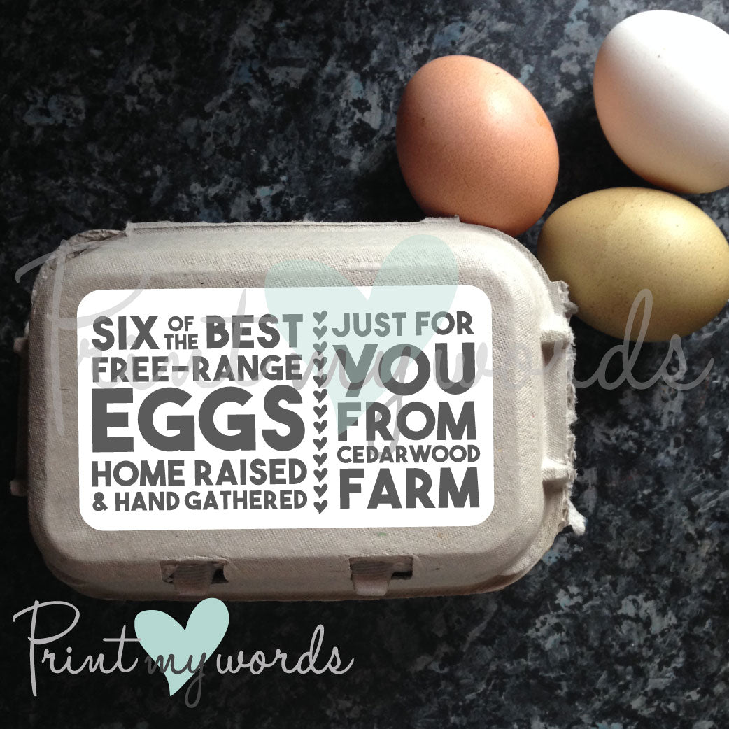 Personalised Hand Gathered Egg Box Labels x 12
