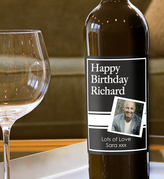 Personalised Happy Birthday Photo Wine Bottle Label