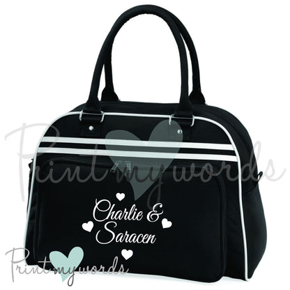 Personalised Equestrian Retro Bowling Bag - Hearts Design