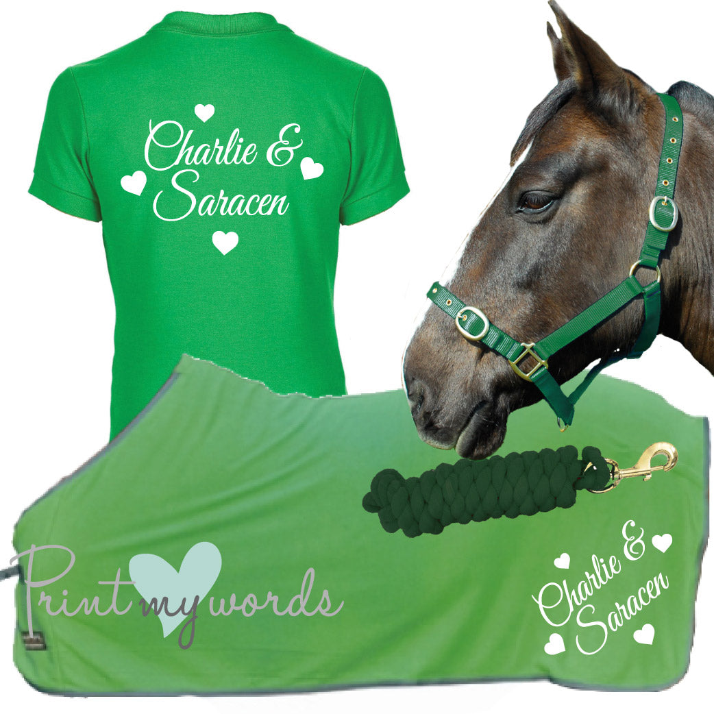 'Lola' Ladies Personalised Matching Equestrian Set - Hearts Design