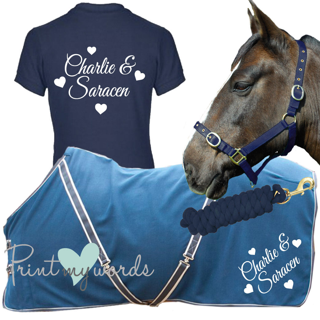 'Lola' Children's Personalised Matching Equestrian Set - Hearts Design
