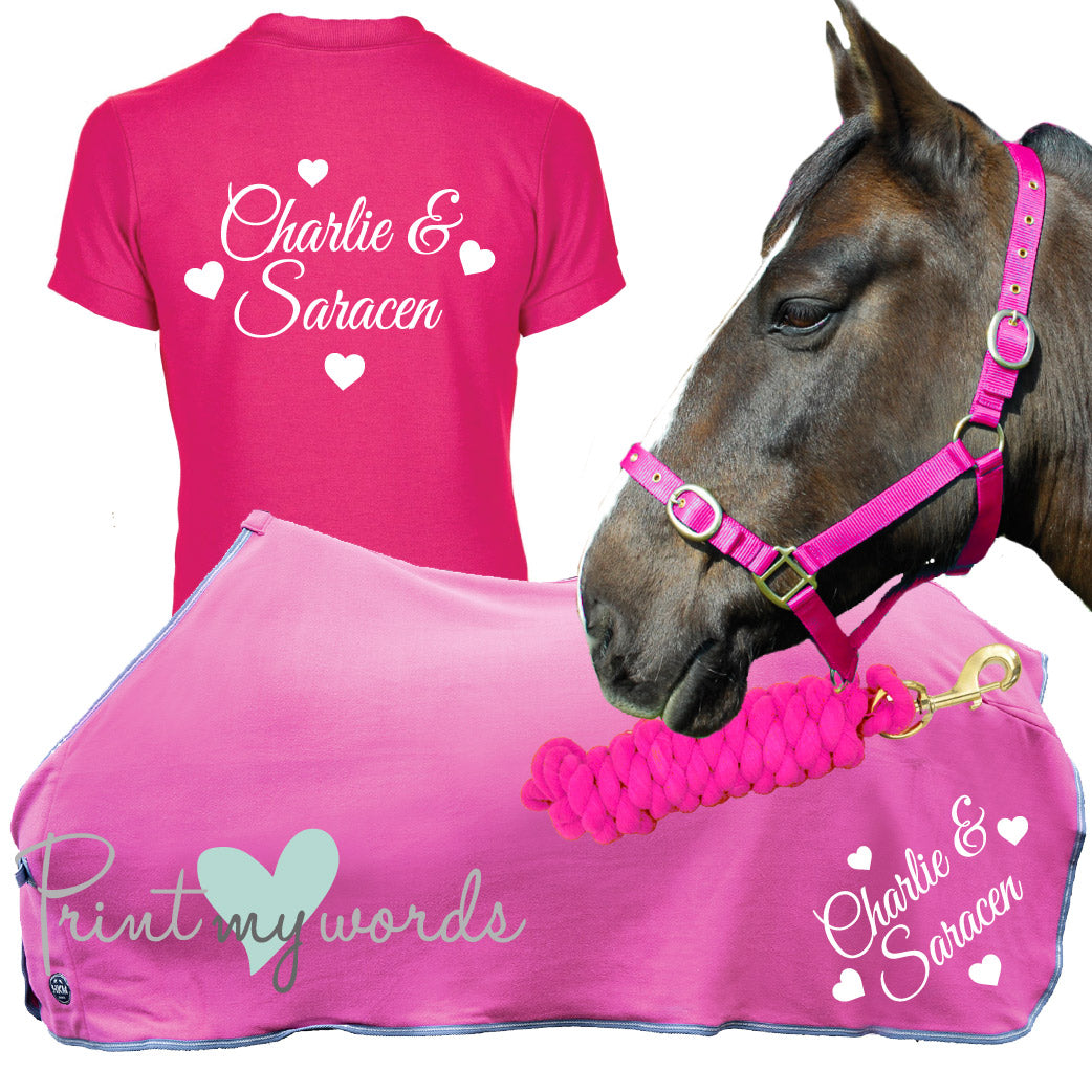 'Lola' Children's Personalised Matching Equestrian Set - Hearts Design