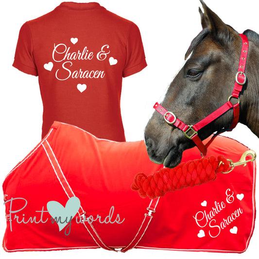 'Lola' Children's Personalised Matching Equestrian Set - Hearts Design