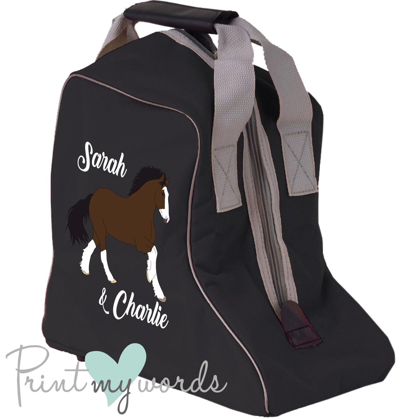 Personalised Heavy Horse Design Short Boot Bag