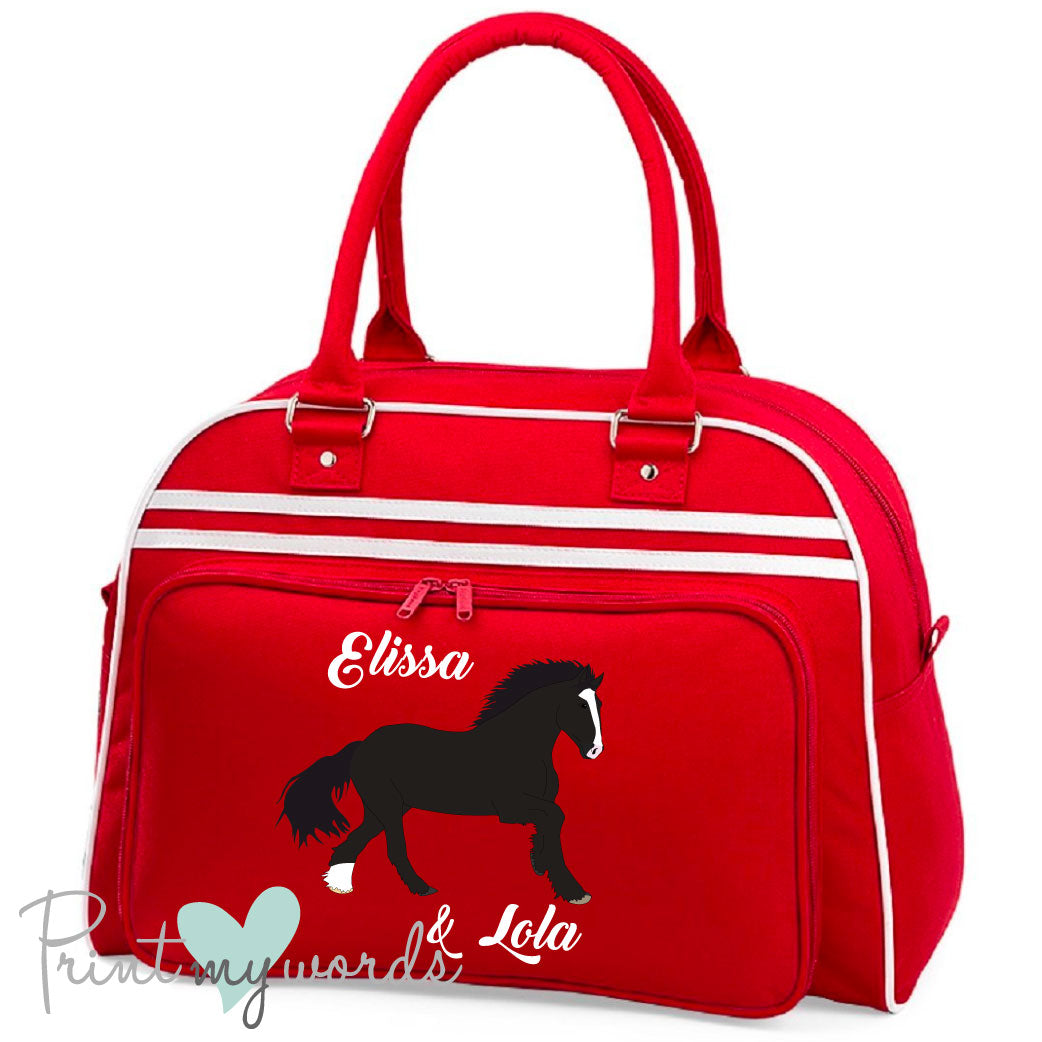Personalised Equestrian Retro Bowling Bag - Heavy Horse Design