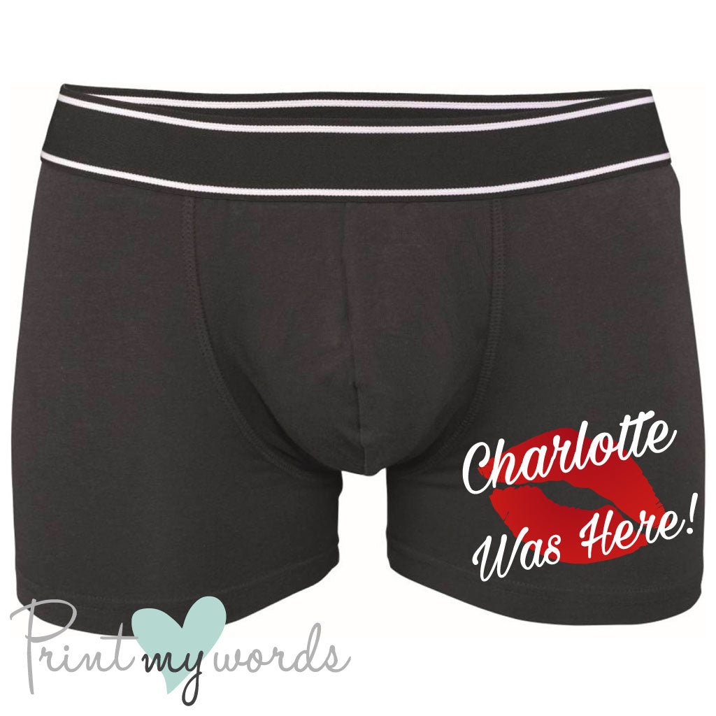 Men's Personalised Was Here Boxer Shorts