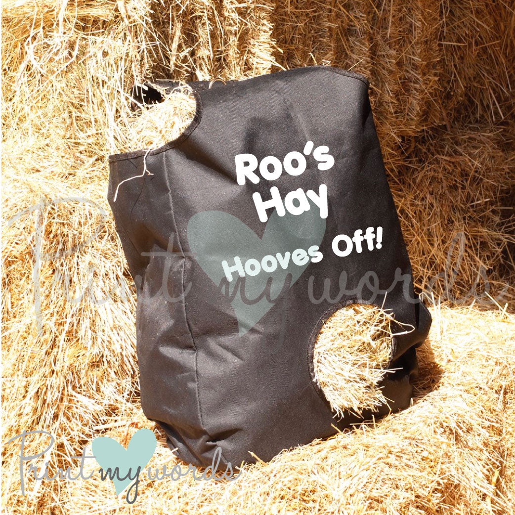 Personalised Hay Bag - Hooves Off!