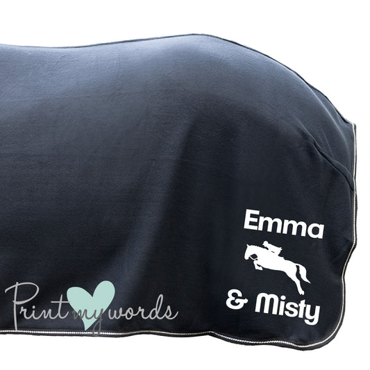 Personalised Equestrian Horse HKM Cooler Fleece Rug - Jumping Style
