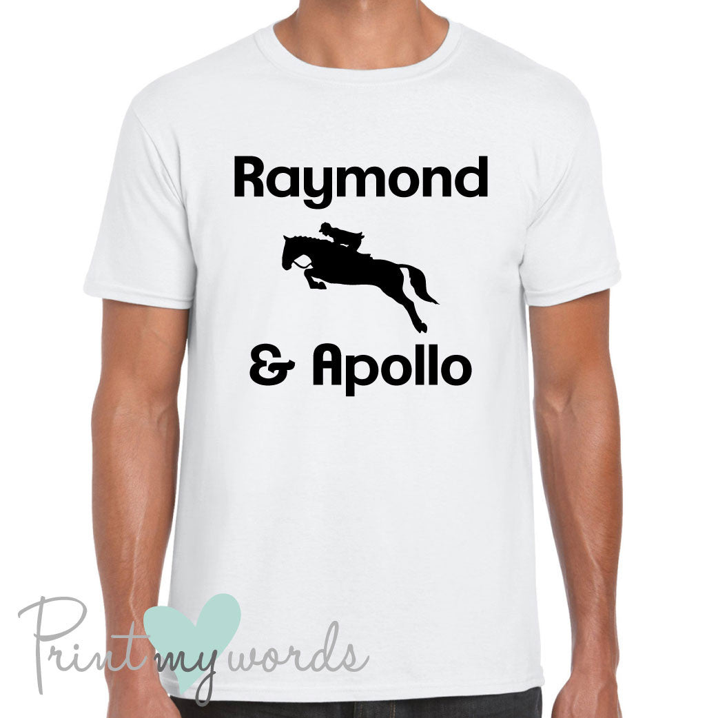 Men's Personalised Horse Riding Jumping Equestrian T-Shirt Polo Shirt