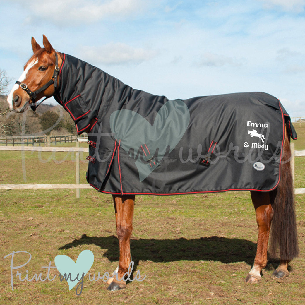 Personalised Full Neck Heavyweight Turnout Rug - Jumping Design