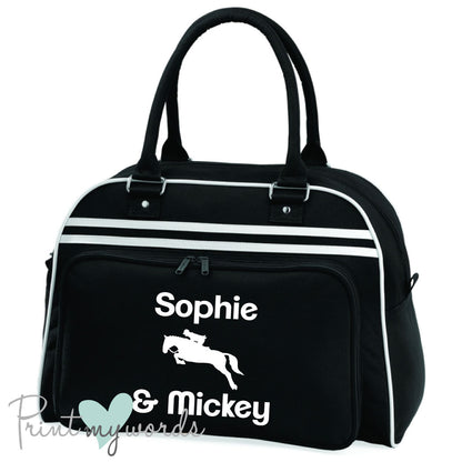Personalised Equestrian Retro Bowling Bag - Jumping Design