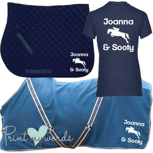 'Kitty' Ladies Personalised Matching Equestrian Set - Jumping Design