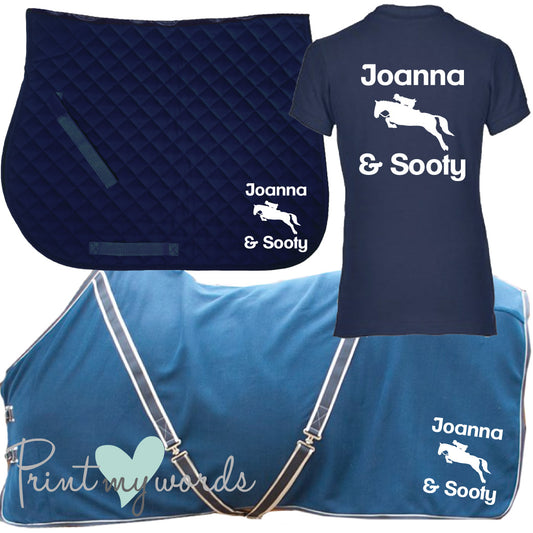 'Kitty' Children's Personalised Matching Equestrian Set - Jumping Design