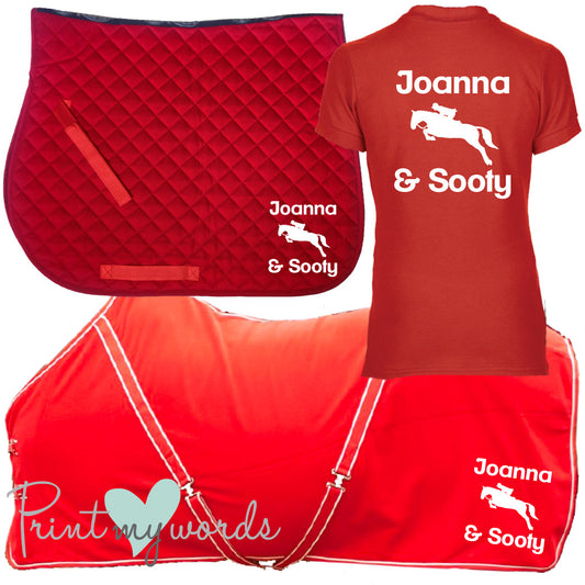 'Kitty' Children's Personalised Matching Equestrian Set - Jumping Design