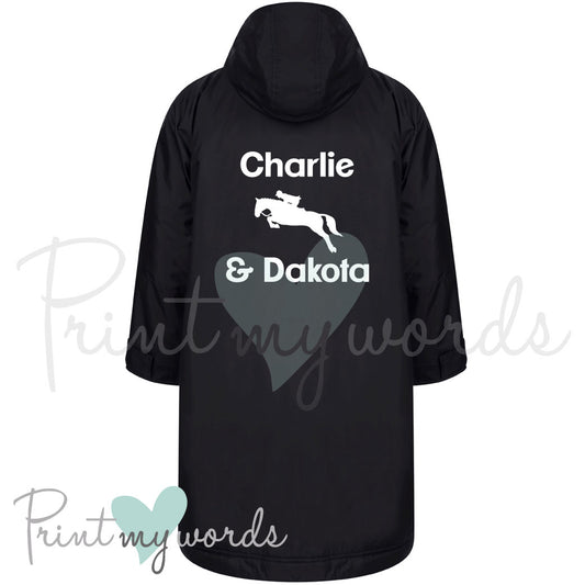 Personalised All-Weather Robe Equestrian Long Coat - Jumping Design