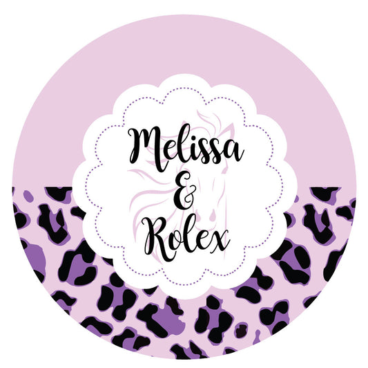 Personalised Leopard Print Equestrian Stickers - Pack of 10.