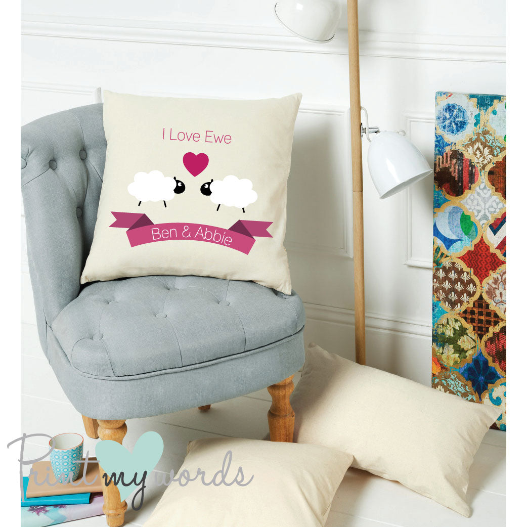I Love Ewe Personalised Anniversary Valentine's Cushion Cover