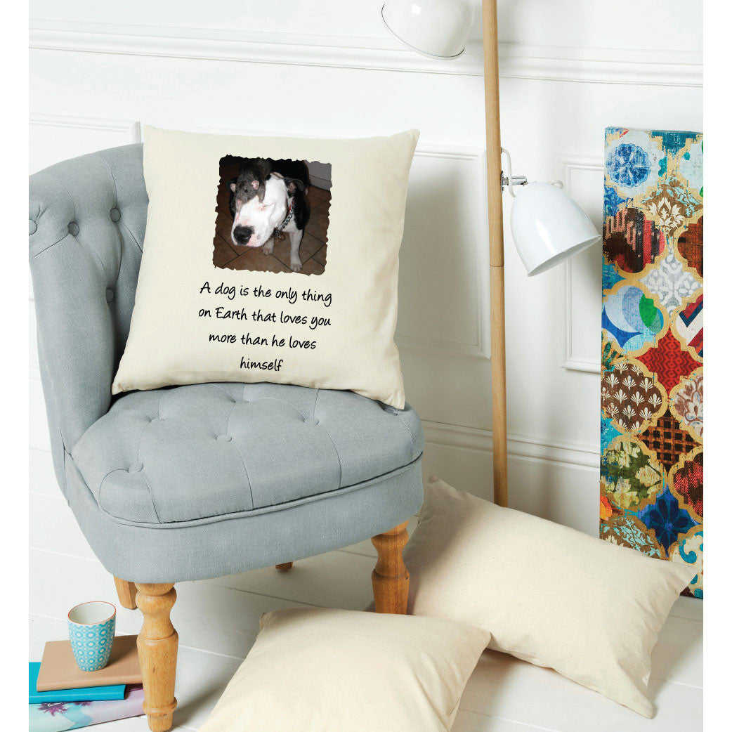 Personalised Dog Photo Quote Cushion Cover