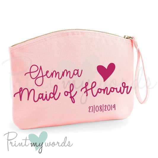 Personalised Hen Party Heart Make Up Bag - Maid Of Honour