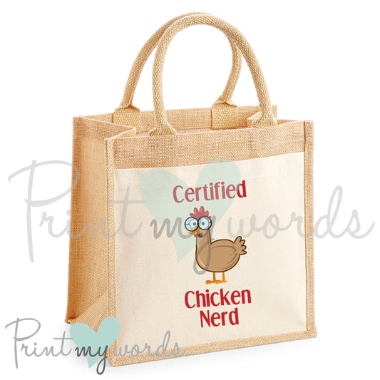 Certified Chicken Nerd Jute Bag