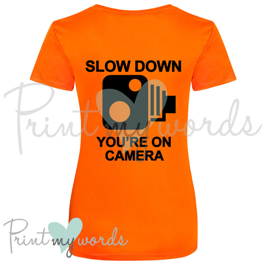 Hi Vis UV Protection Equestrian Horse Riding Summer T-Shirt Vest Polo - SLOW DOWN YOU'RE ON CAMERA