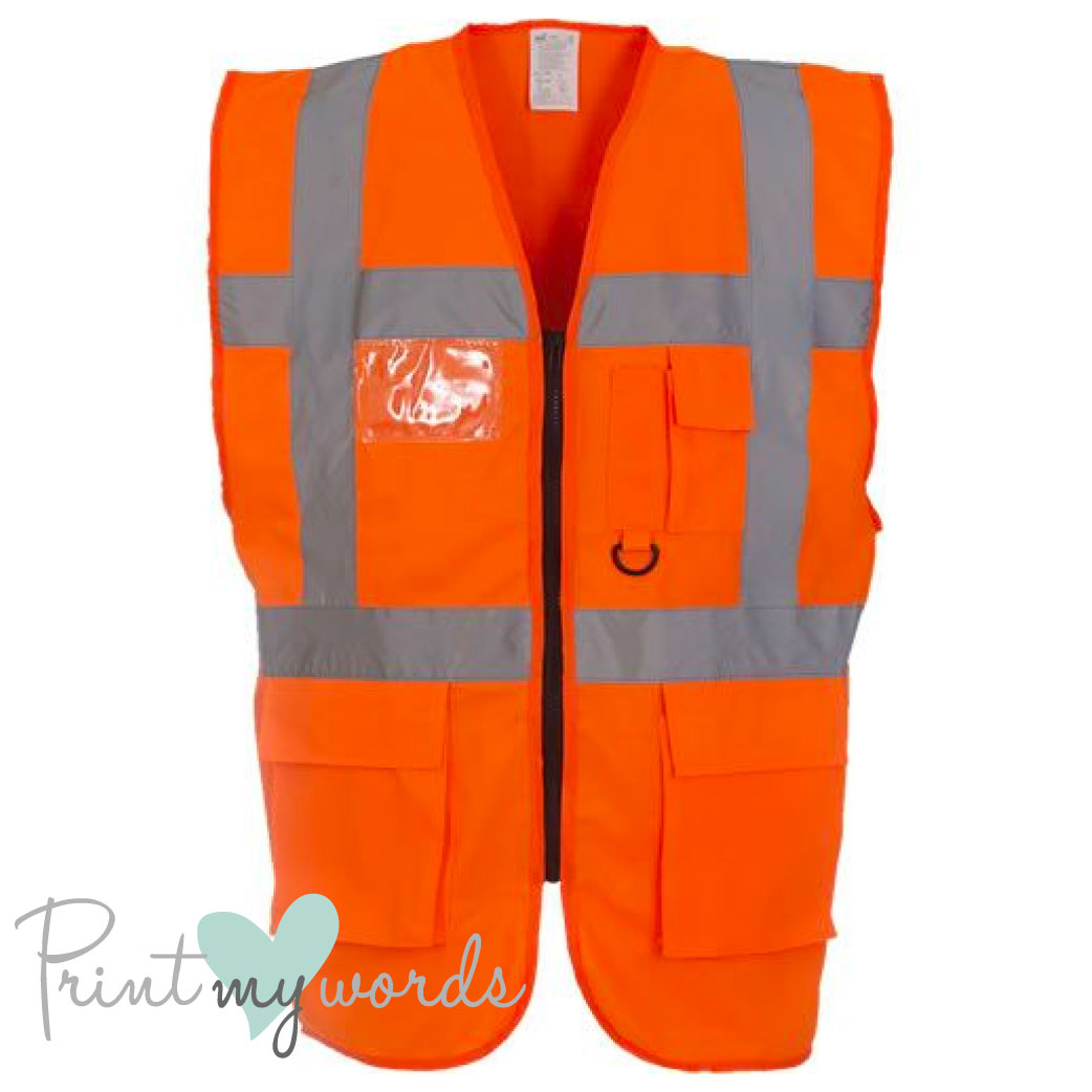 Official PW&S High Visibility Hi Vis Equestrian Reflective Zip-Up Waistcoat CAMERA, 10mph, PLEASE PASS WIDE & SLOW