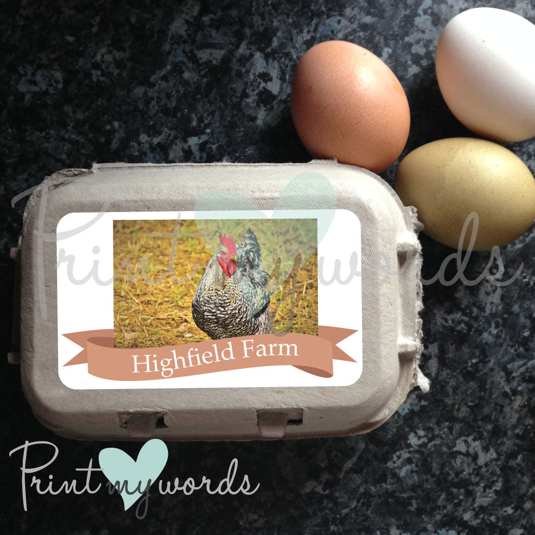 Personalised Photo Chicken Duck Egg Box Labels x 12