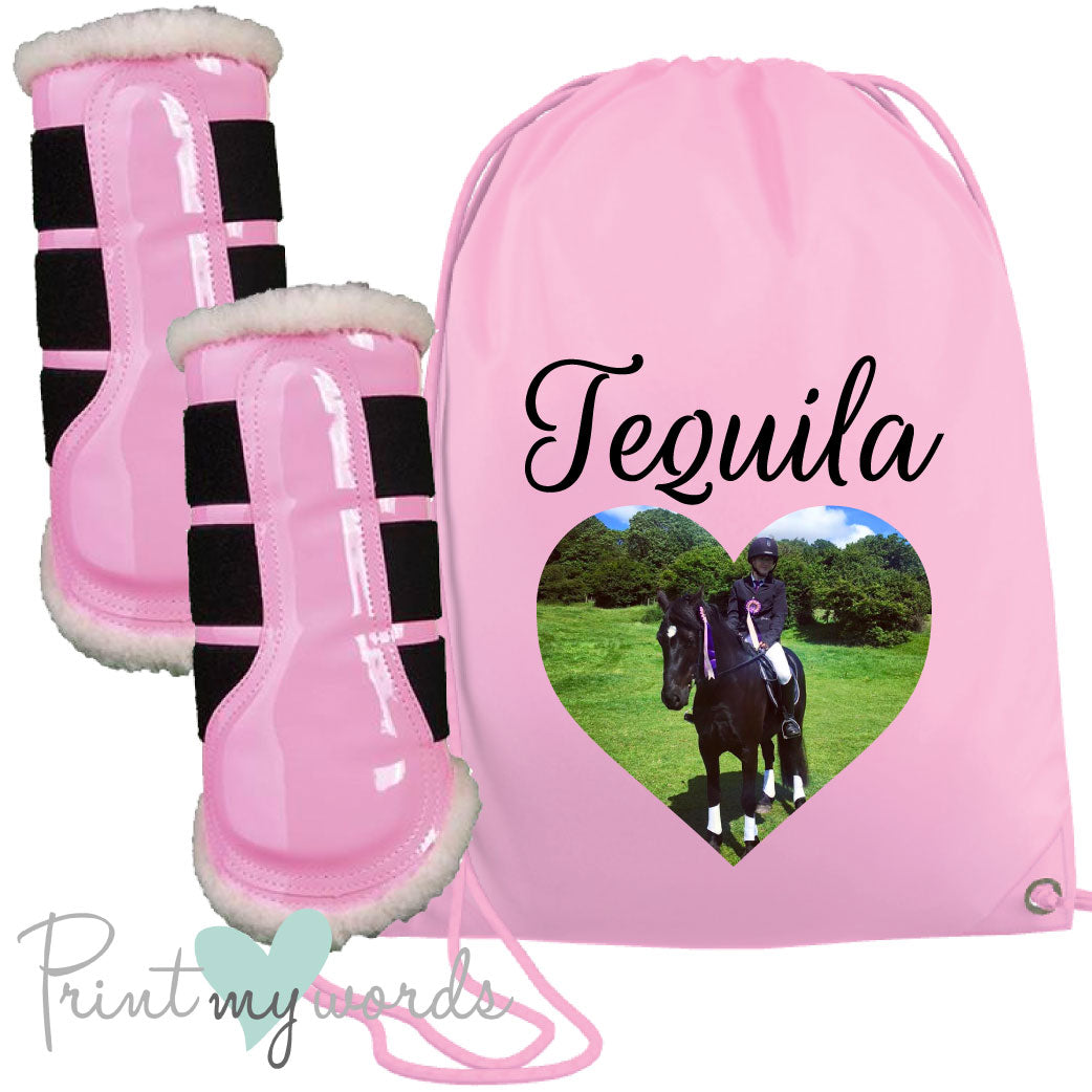 HKM Patent Comfort Brushing Boots with Personalised Photo Bag Print My Words