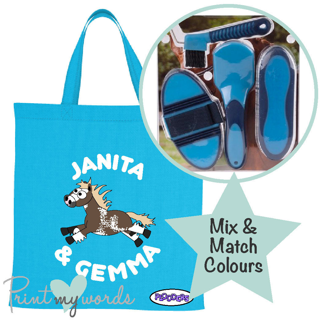 Personalised Soft Touch Grooming Kit with Plodders Tote Bag