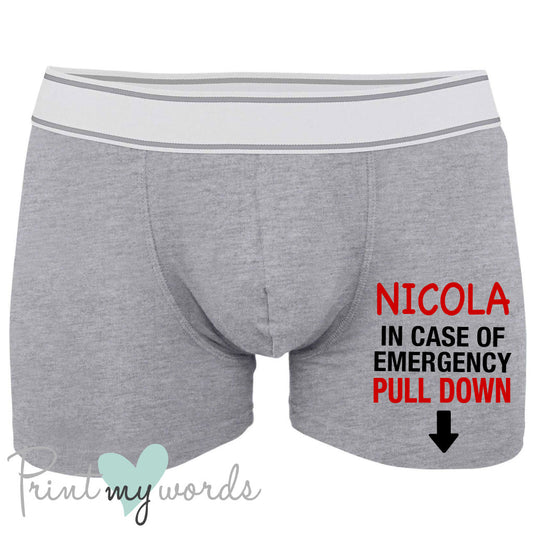 Men's Personalised In Case Of Emergency Boxer Shorts