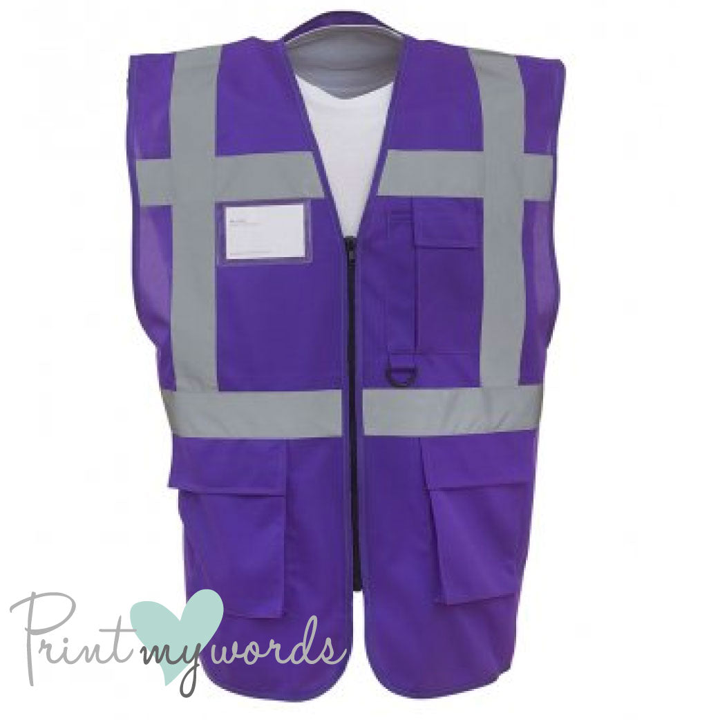 Official PW&S High Visibility Hi Vis Equestrian Reflective Zip-Up Waistcoat CAMERA, 10mph, PLEASE PASS WIDE & SLOW