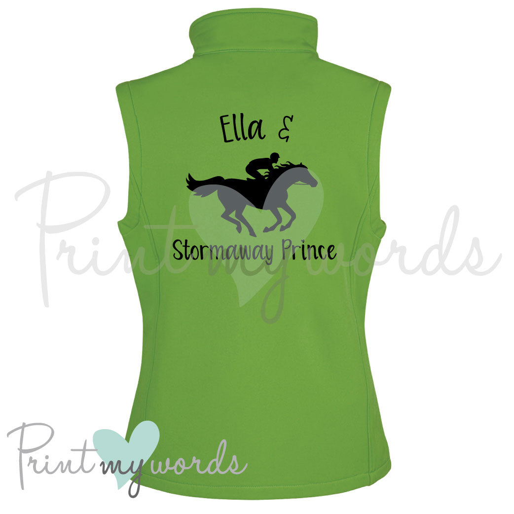 Personalised 'Horse Racing' Soft Shell Body Warmer Gilet Jacket