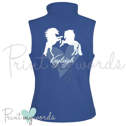 Personalised 'Rearing Horses' Soft Shell Body Warmer Gilet Jacket