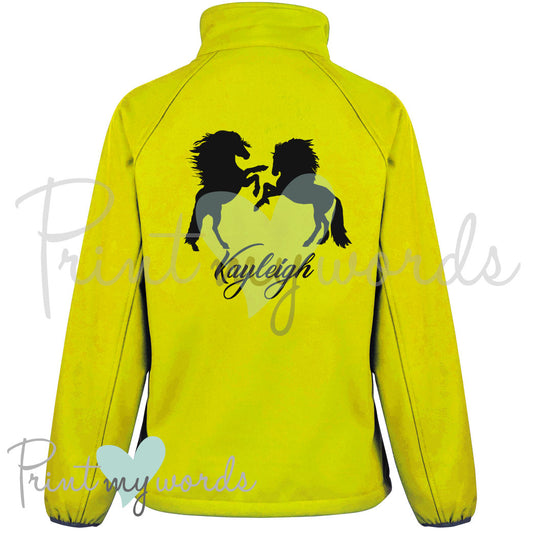 Personalised 'Rearing Horses' Soft Shell Body Warmer Gilet Jacket