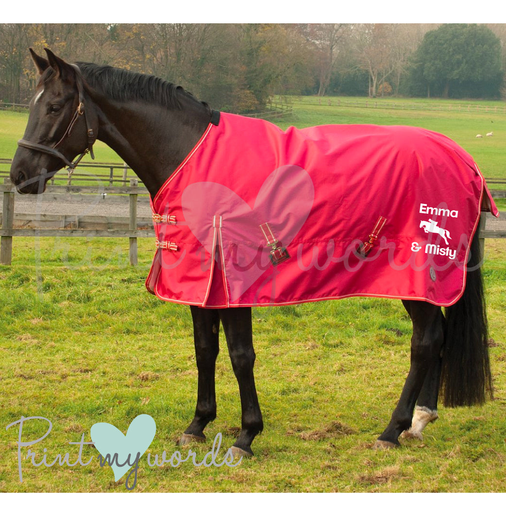 Personalised Lightweight Turnout Rug - Jumping Design