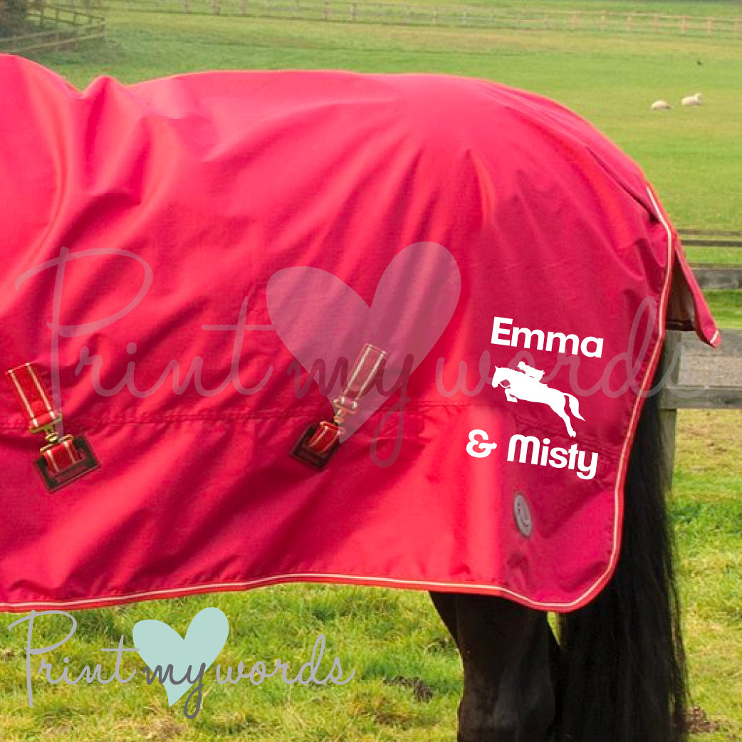 Personalised Lightweight Turnout Rug - Jumping Design