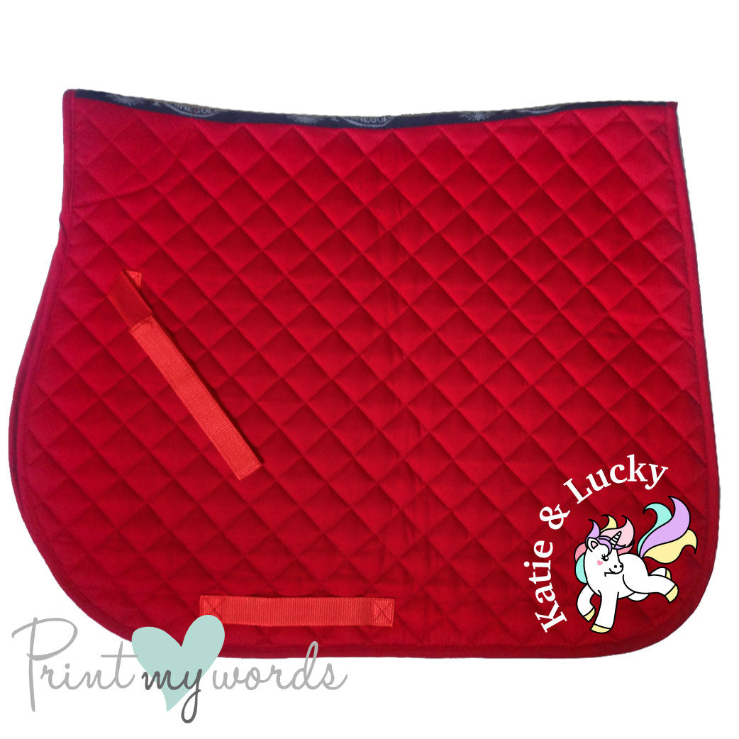 Personalised Equestrian Saddlecloth Saddle Pad - Unicorn