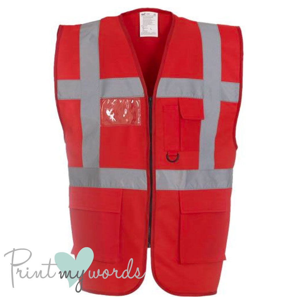 Official PW&S High Visibility Hi Vis Equestrian Reflective Zip-Up Waistcoat CAMERA, 10mph, PLEASE PASS WIDE & SLOW