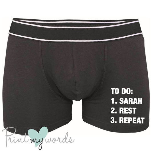 Men's Personalised Rest and Repeat Boxer Shorts