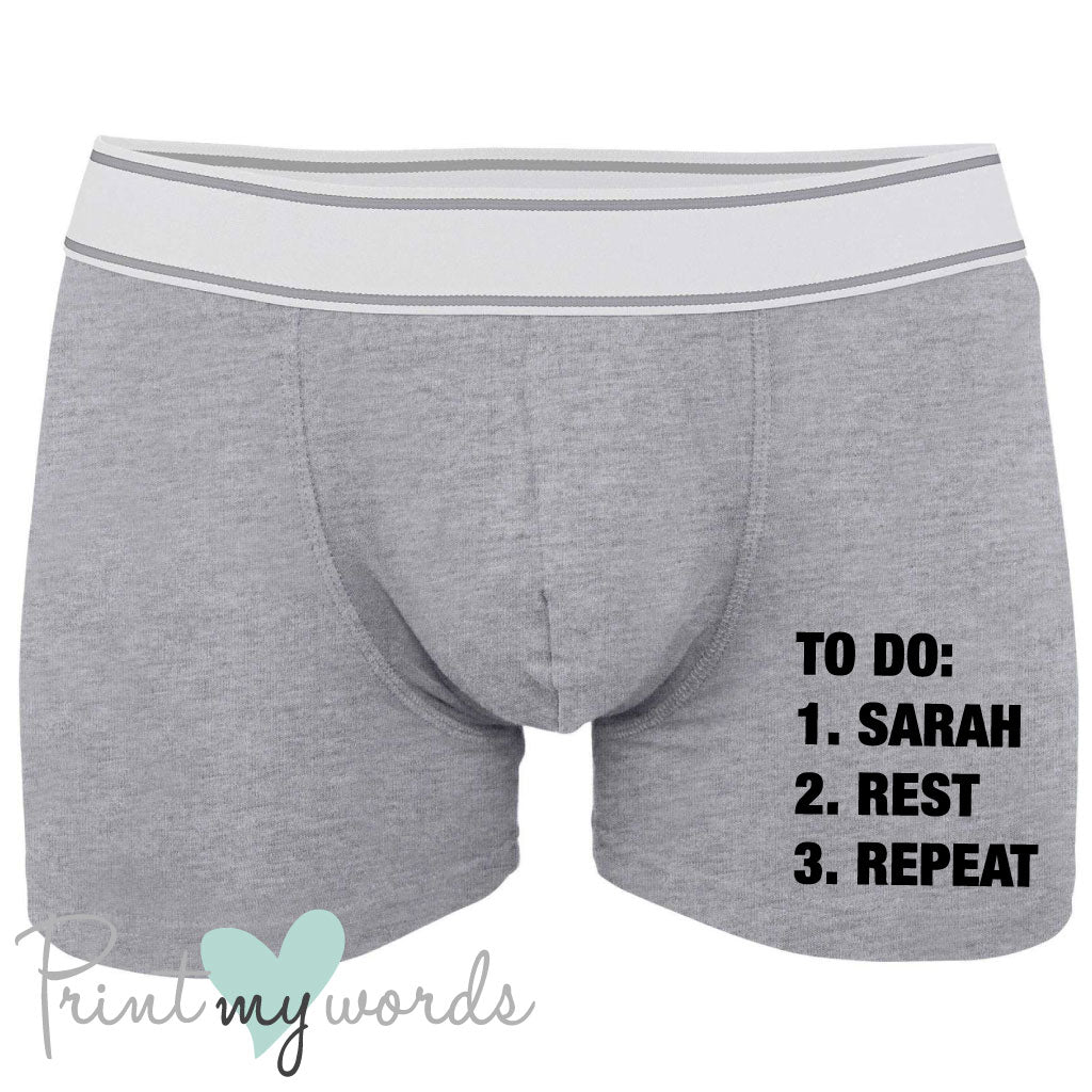 Men's Personalised Rest and Repeat Boxer Shorts