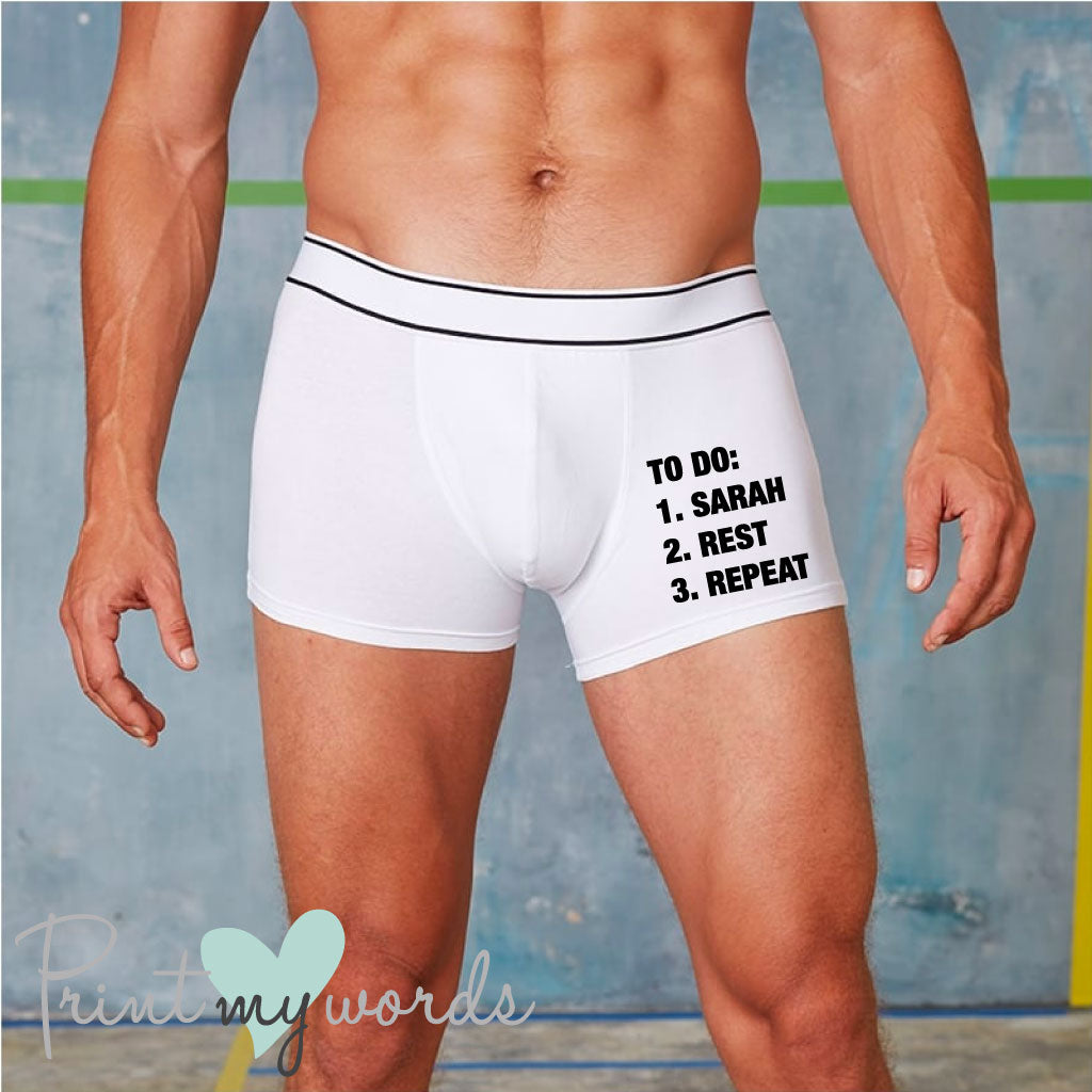 Men's Personalised Rest and Repeat Boxer Shorts