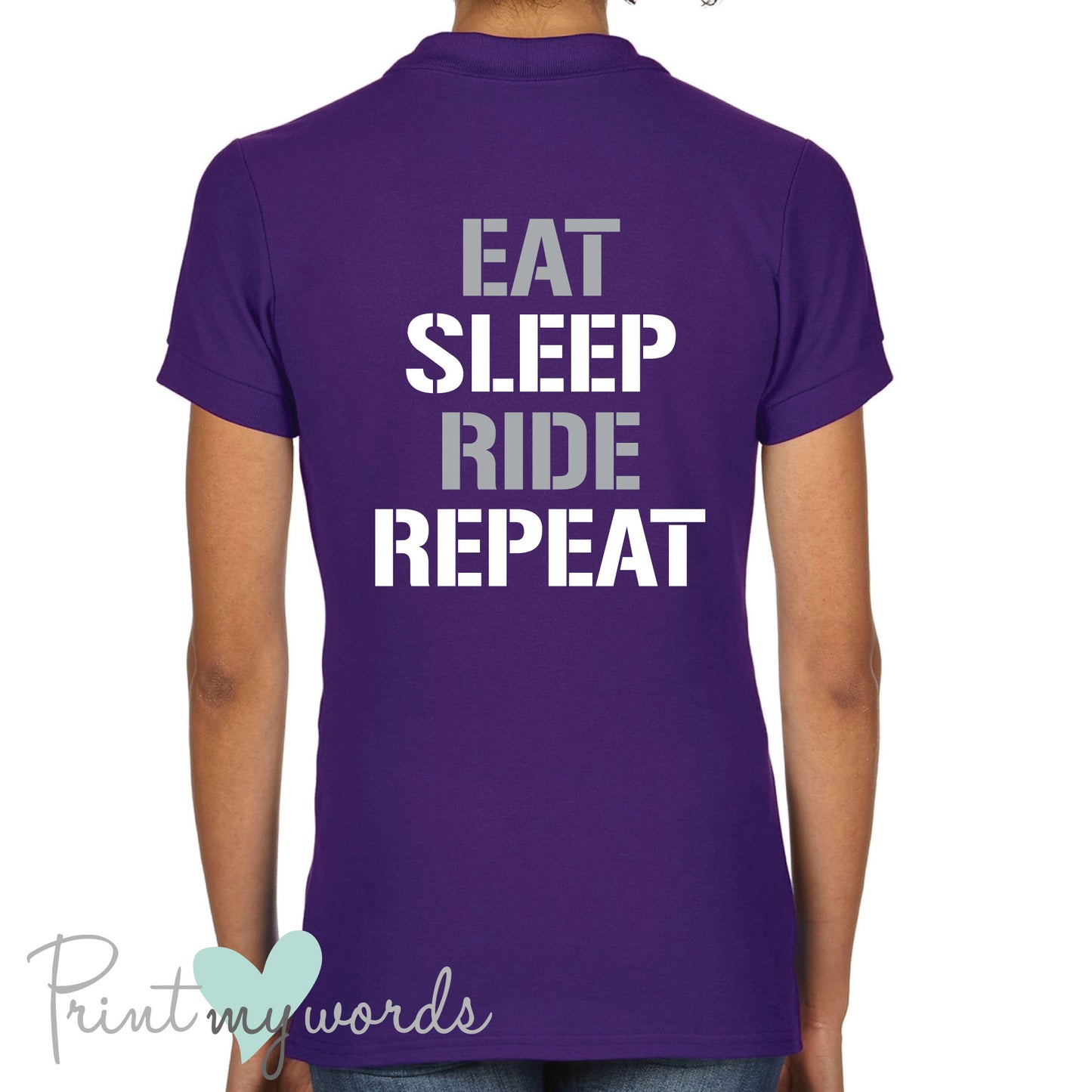 Eat, Sleep, Ride, Repeat Funny Equestrian Polo Shirt
