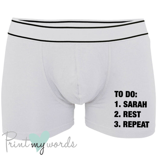 Men's Personalised Rest and Repeat Boxer Shorts