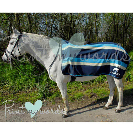 Personalised Ride On Striped Fleece Rug - Dressage Style